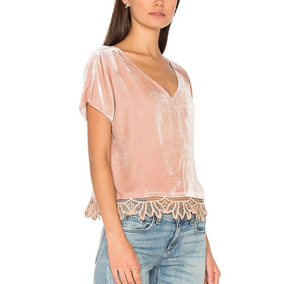 Pink velvet lace blouse by York Street - Picture 3 of 5